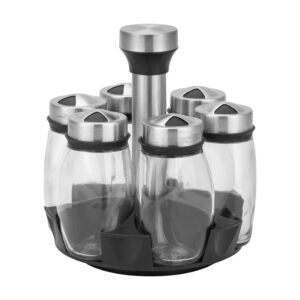 KIT PORTA CONDIMENTOS 6 PCS + SUPORTE GIRATORIO