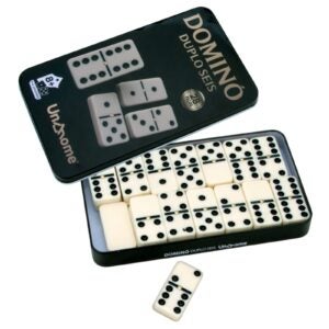 JOGO DE DOMINO NA CAIXA DE METAL