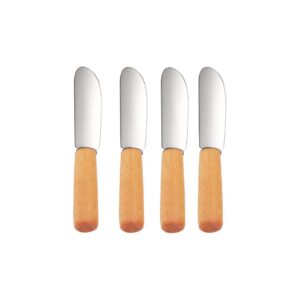 KIT 4 ESPATULAS INOX CABO MADEIRA PATE, MANTEIGA E GELEIAS