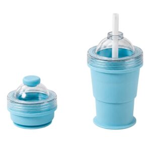 COPO RETRATIL 2X1 FORMA DE GELO ESFERA TAMPA E CANUDO 350MLS