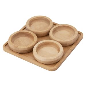 PETISQUEIRA REDONDA UNYSERVE  KIT DE 5PCS EM BAMBU